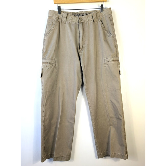 NESI AG Men’s 36 Khaki Cargo Pants Tan Utility Pockets Relaxed Fit Cotton - Picture 1 of 12